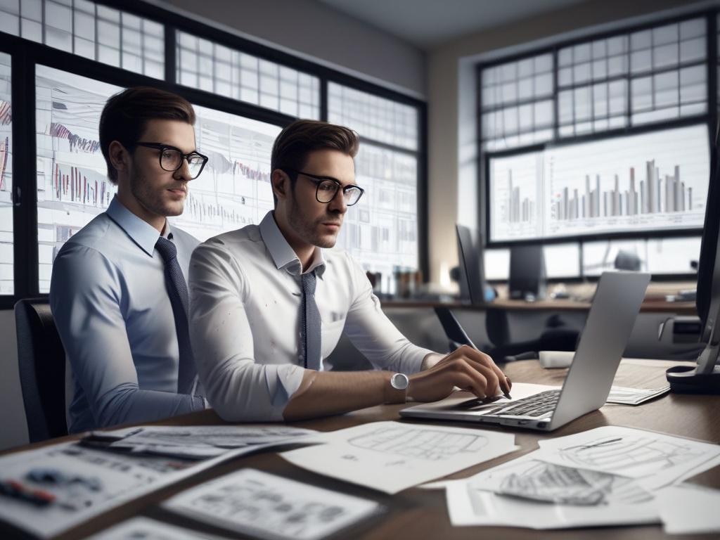 a close up shot of a financial analyst working with