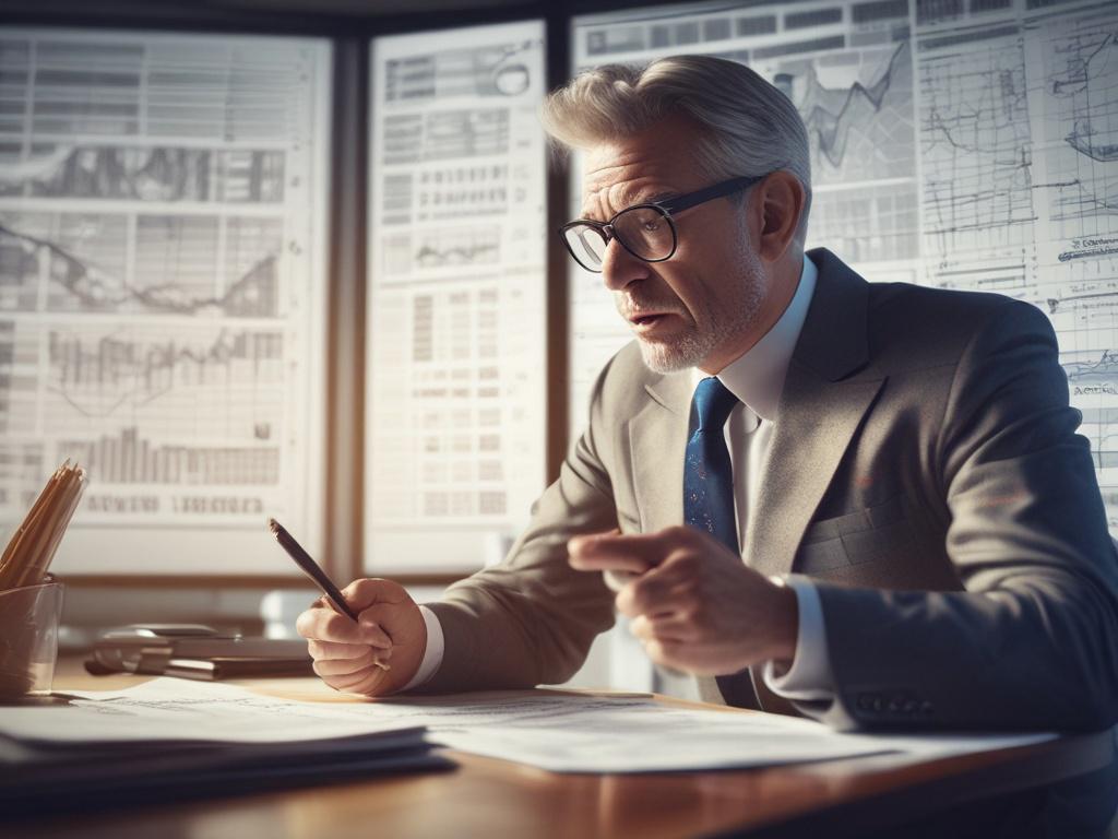 a close up shot of a confident investor reviewing financial