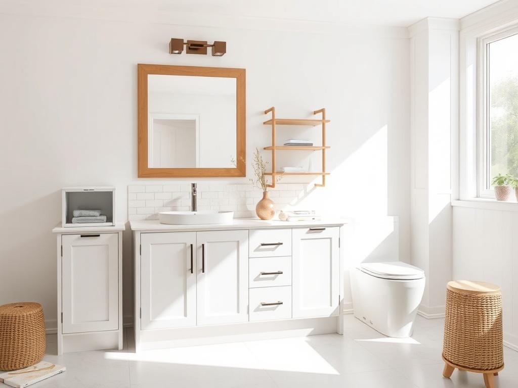 A realistic high resolution of a stylish vanity installation in