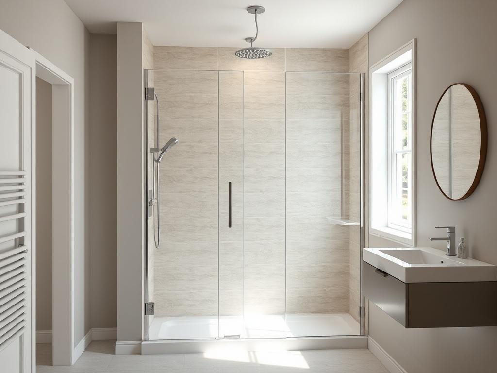 A realistic high resolution of a modern acrylic shower installation