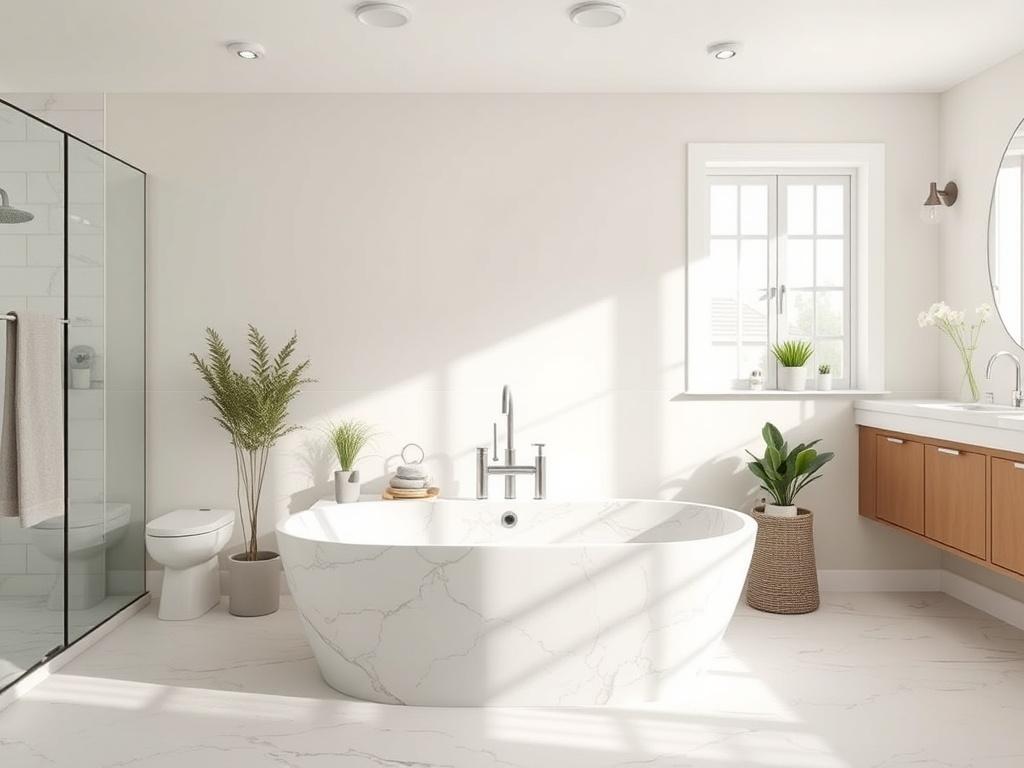 A realistic high resolution of a newly installed marble composite