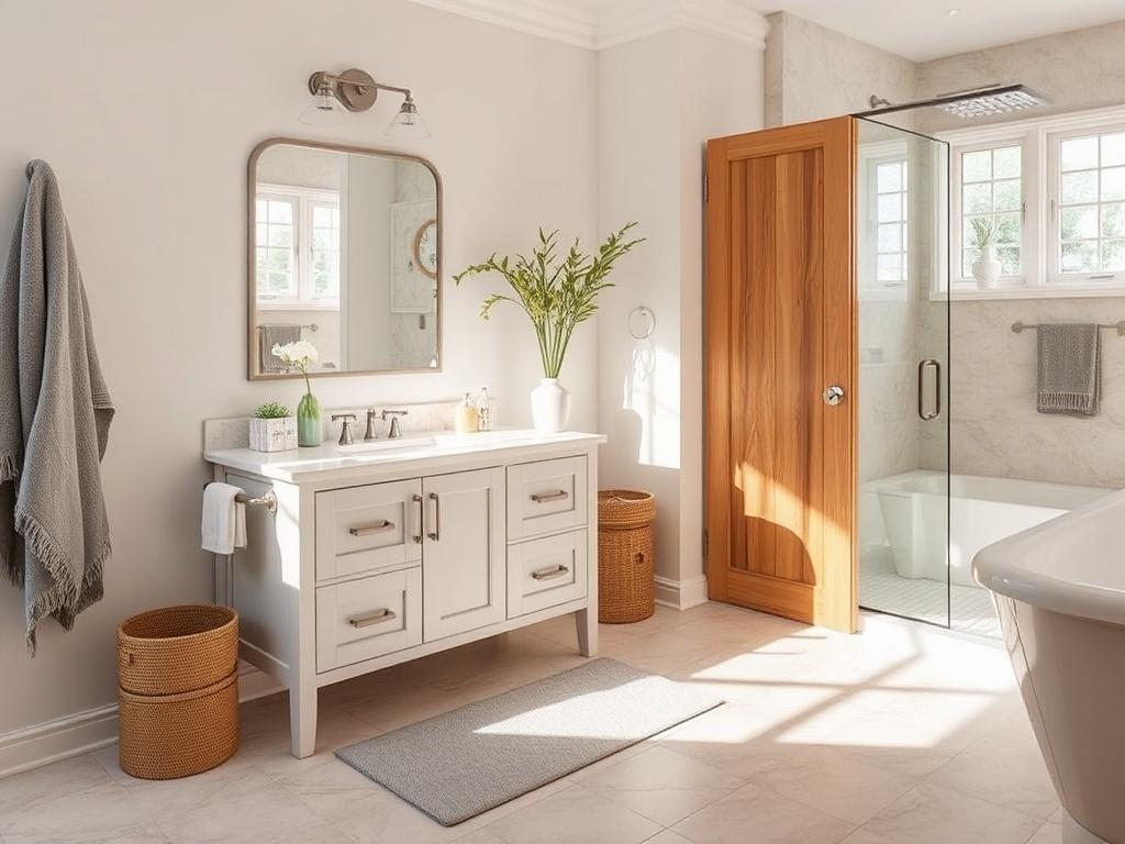 A realistic high resolution of a stylish custom bathroom vanity