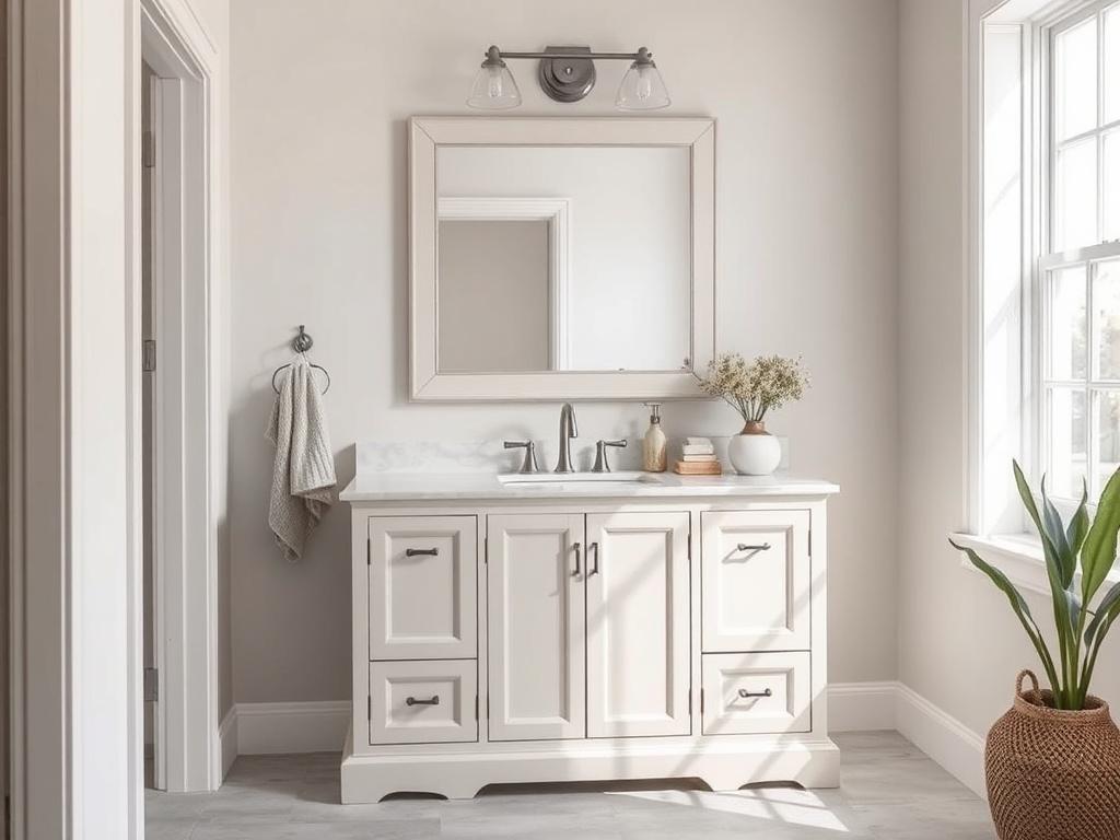 A realistic high resolution of a newly installed bathroom vanity