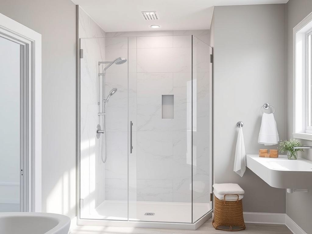 A realistic high resolution of an acrylic shower installed in