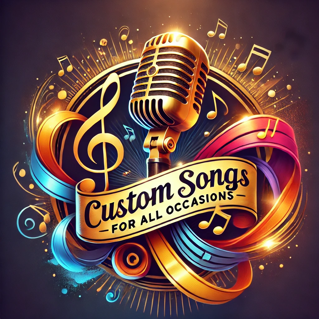 dall·e 2025-02-27 07.48.17 - a vibrant and eye-catching logo for a music production company called 'custom songs for all occasions.' the design features a sleek microphone with mu.webp