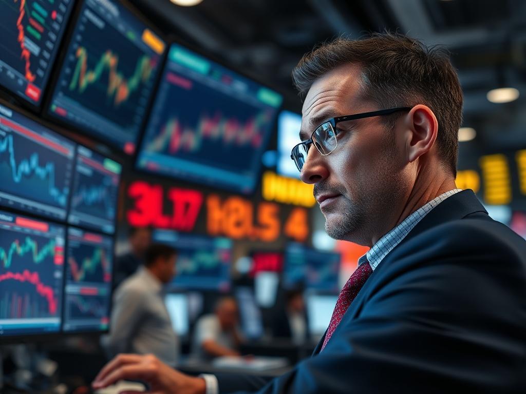A close up shot of a confident trader analyzing data