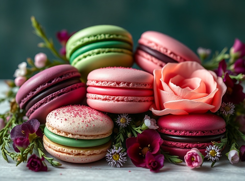 Herbal macarons in jewel tones