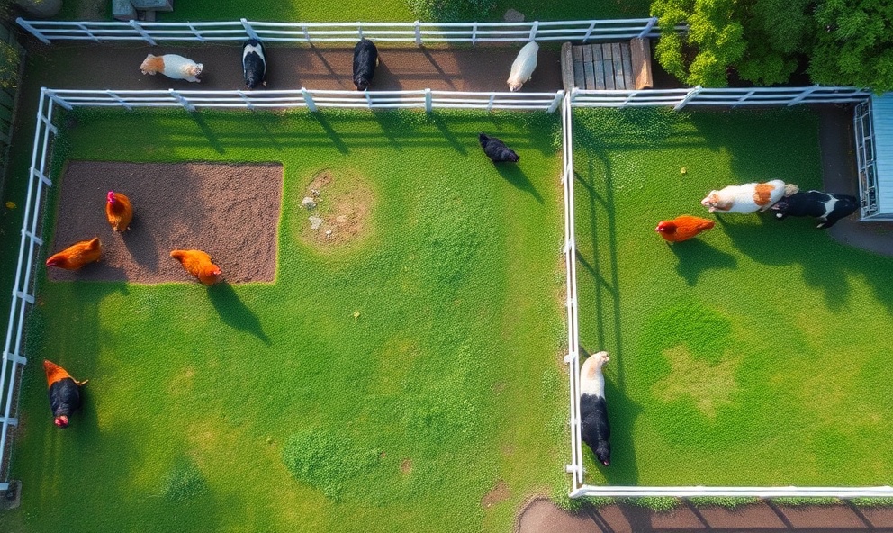 Aerial view of our backyard farm