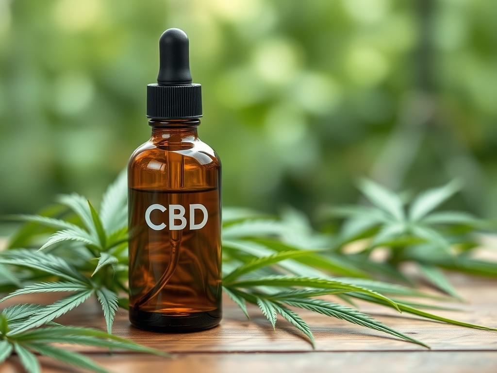A close up shot of a bottle of CBD oil