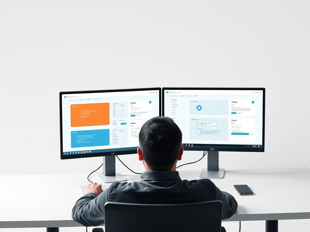 A realistic high resolution of a tech expert analyzing automation