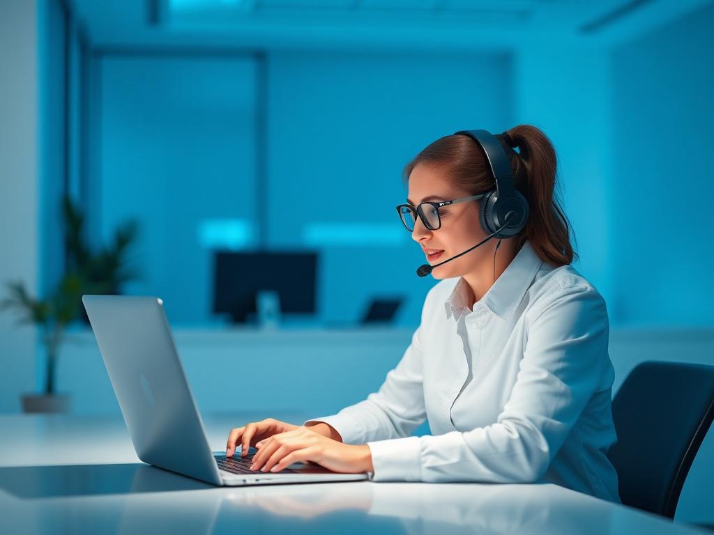 A high resolution image of a professional tech support agent