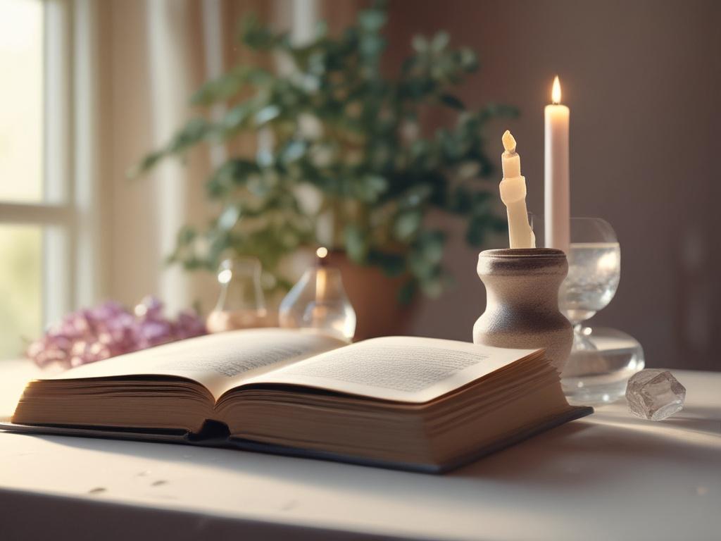 realistic high resolution of a serene environment with open books