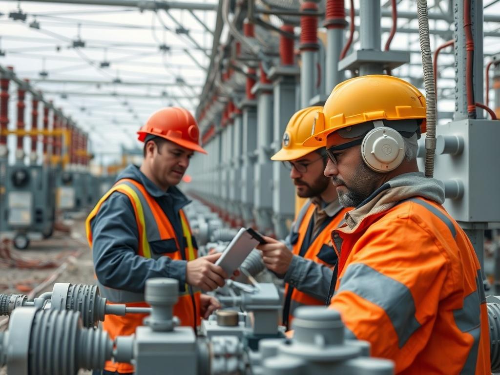 A close up shot of a utility substation undergoing expansion,