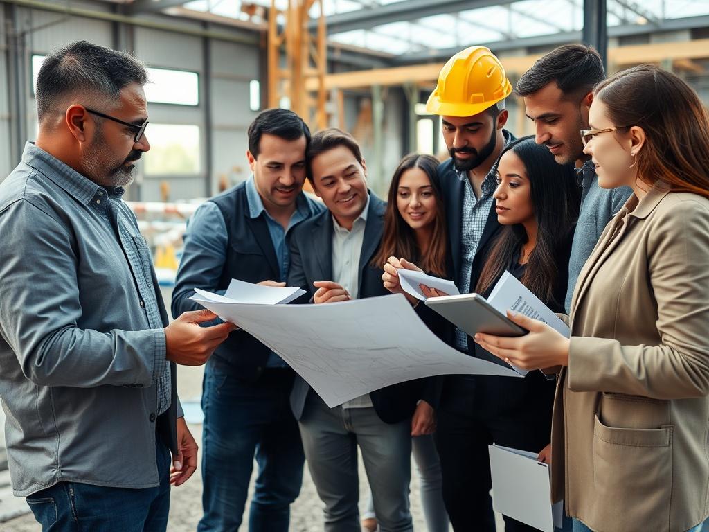 A diverse team of professionals from various companies engaged in