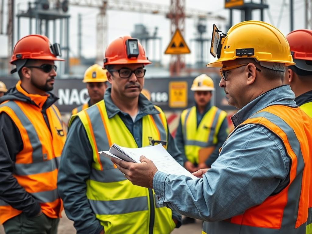 A safety officer conducting a safety inspection at a utility