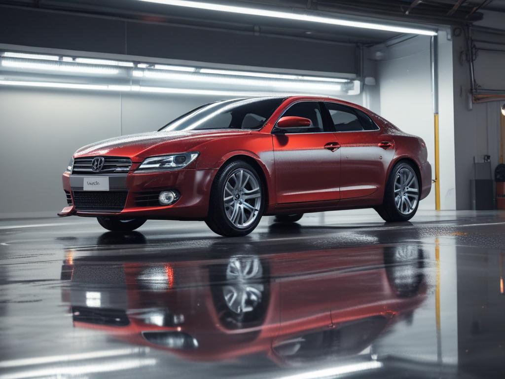 A realistic high resolution of a shiny car undergoing an