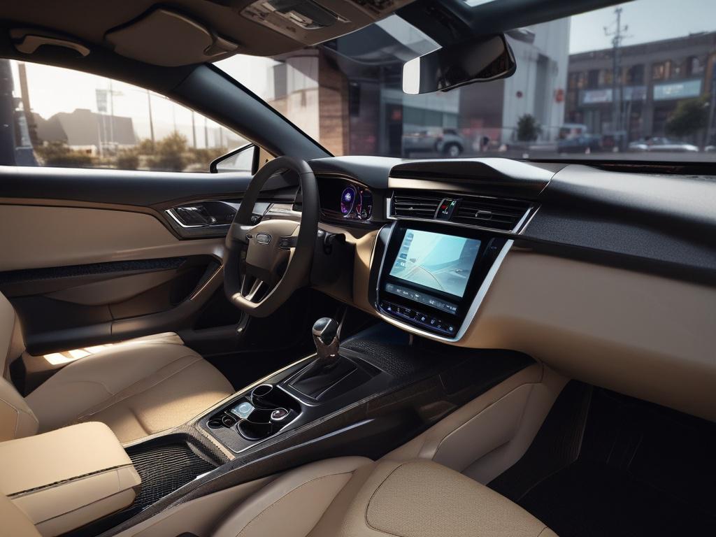 A realistic high resolution showing the interior of a car