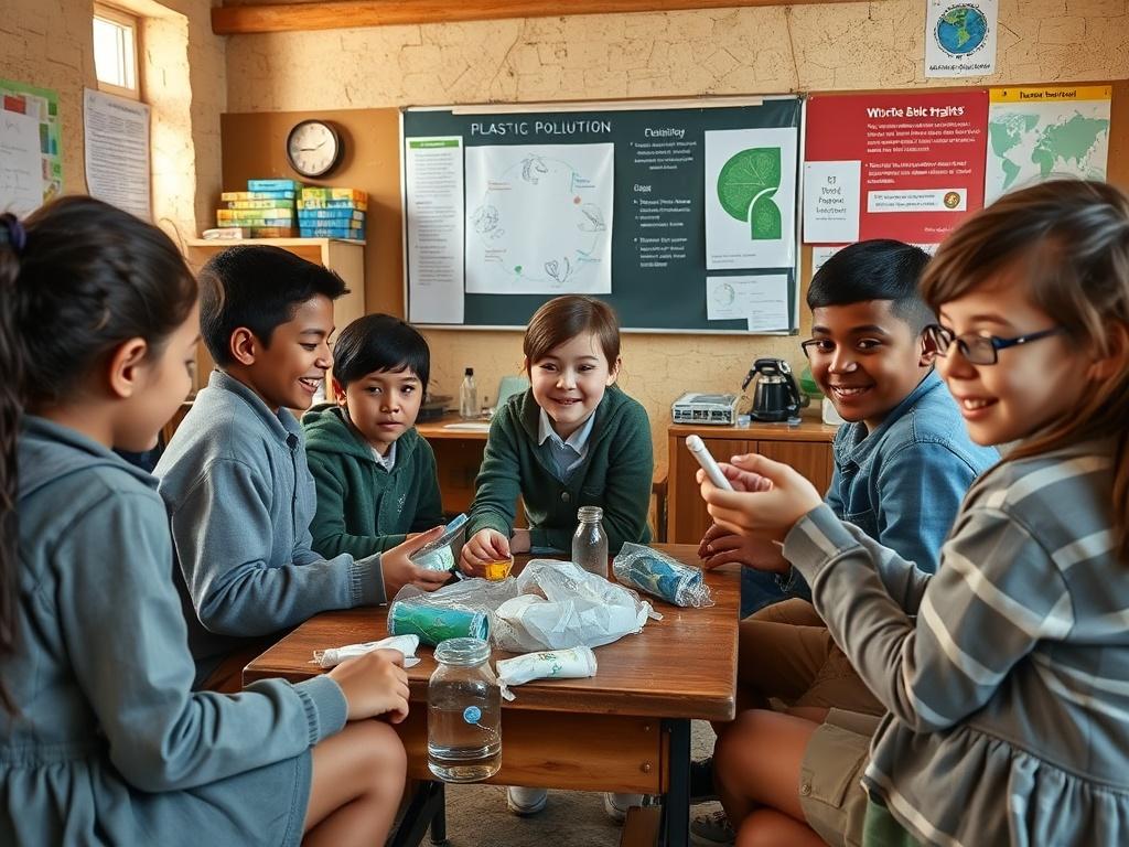 A realistic high resolution of school students participating in an