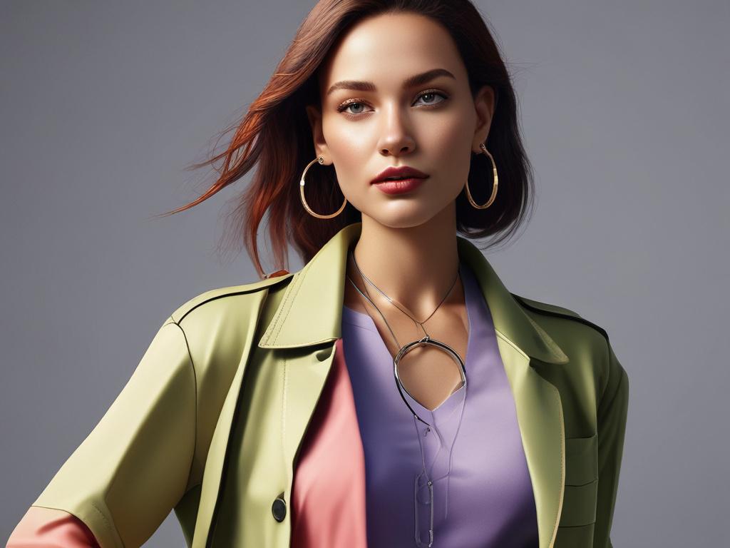 A realistic high resolution of a confident woman wearing stylish,