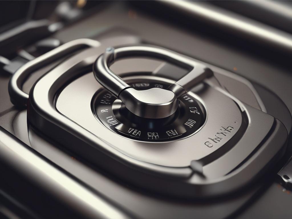 A hyper realistic close up shot of a digital lock