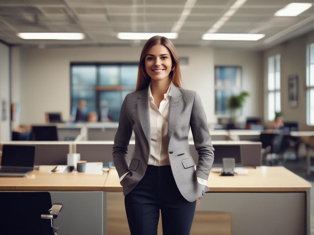 A portrait of a confident marketing professional in a modern