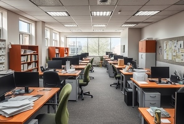 Commercial office before cleaning