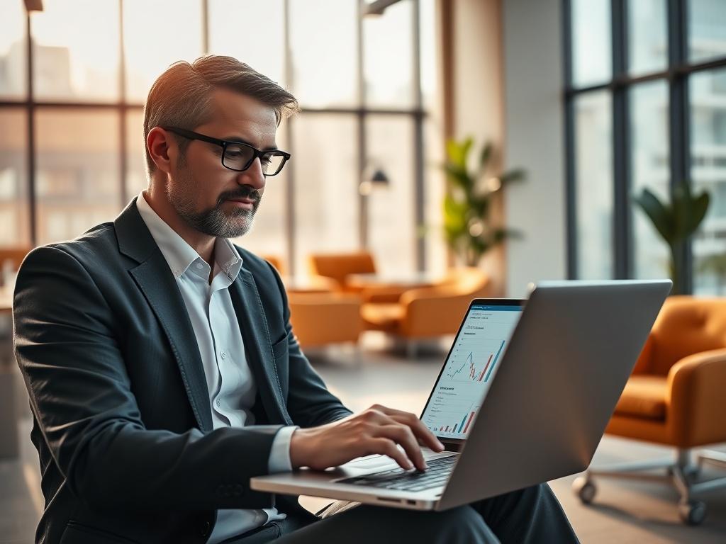 A close up shot of a confident business consultant in