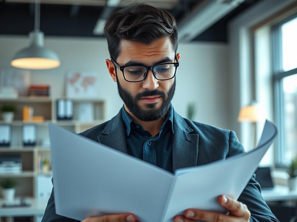 A high resolution close up shot of a professional reading
