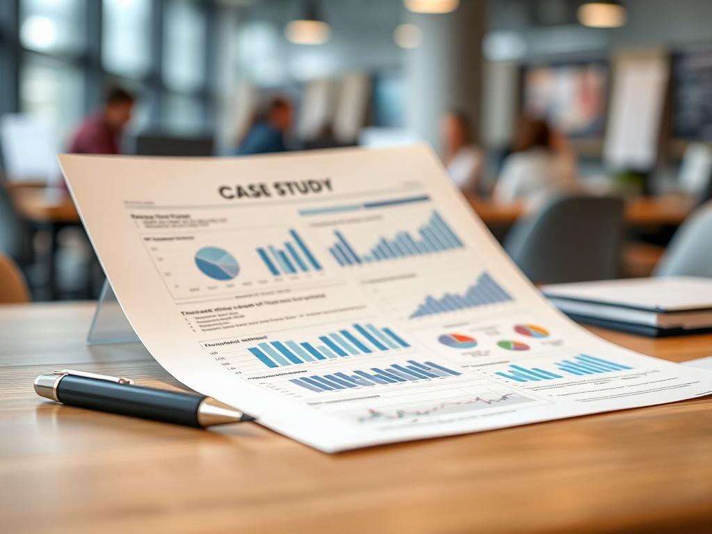 A close up of a printed case study report with