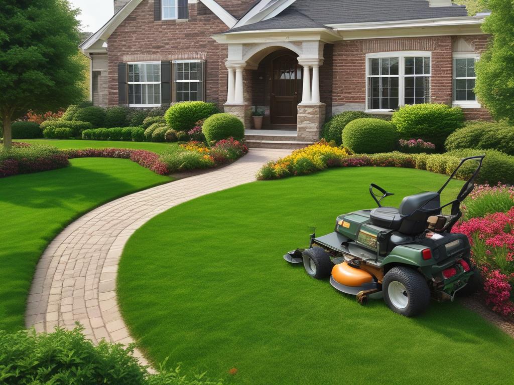 A beautifully manicured lawn with vibrant green grass, bordered by