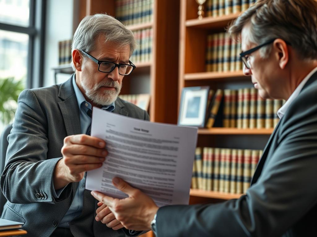 A close up shot of a landowner reviewing trust documents