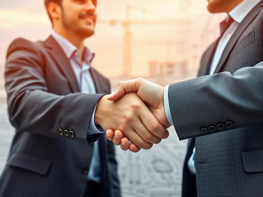 A close up shot of two professionals shaking hands in