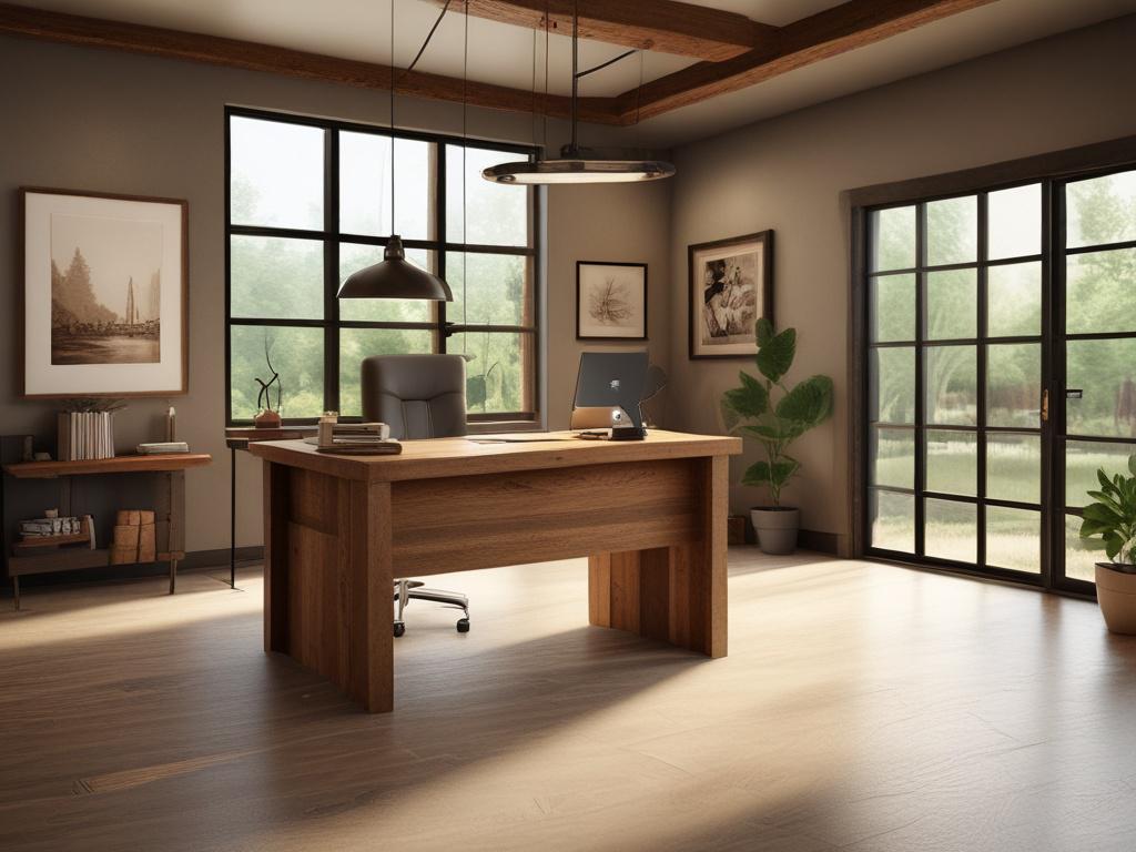 a welcoming real estate office with a modern yet rustic