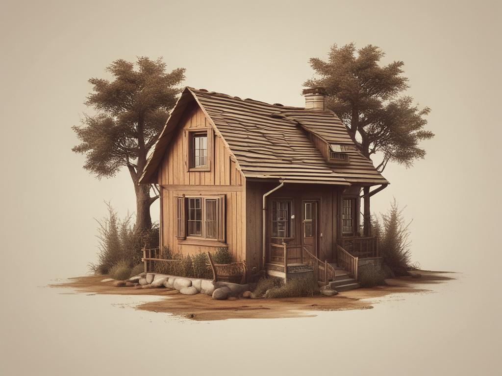 a house with a creative financing concept, natural tones, earthy