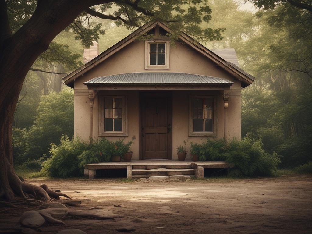a property being sold as is, natural tones, earthy textures,