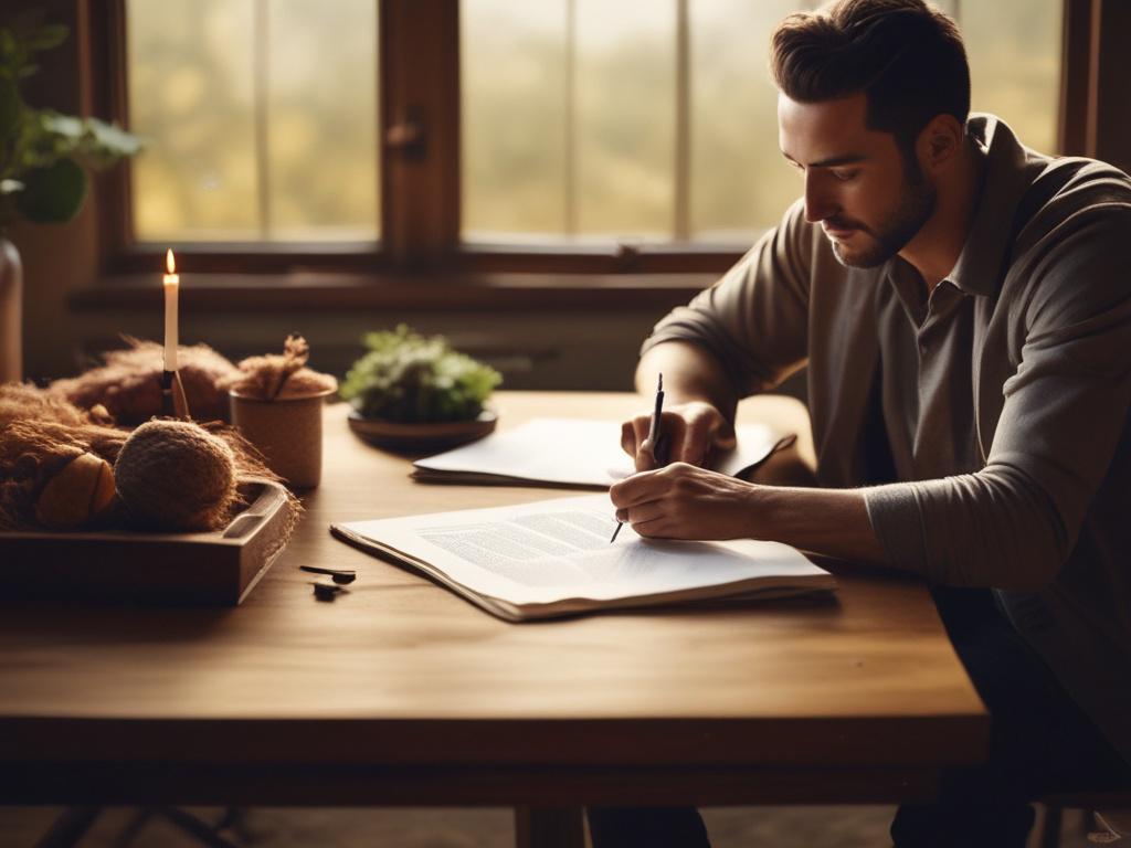 a couple signing documents in a relaxed setting, warm colors,