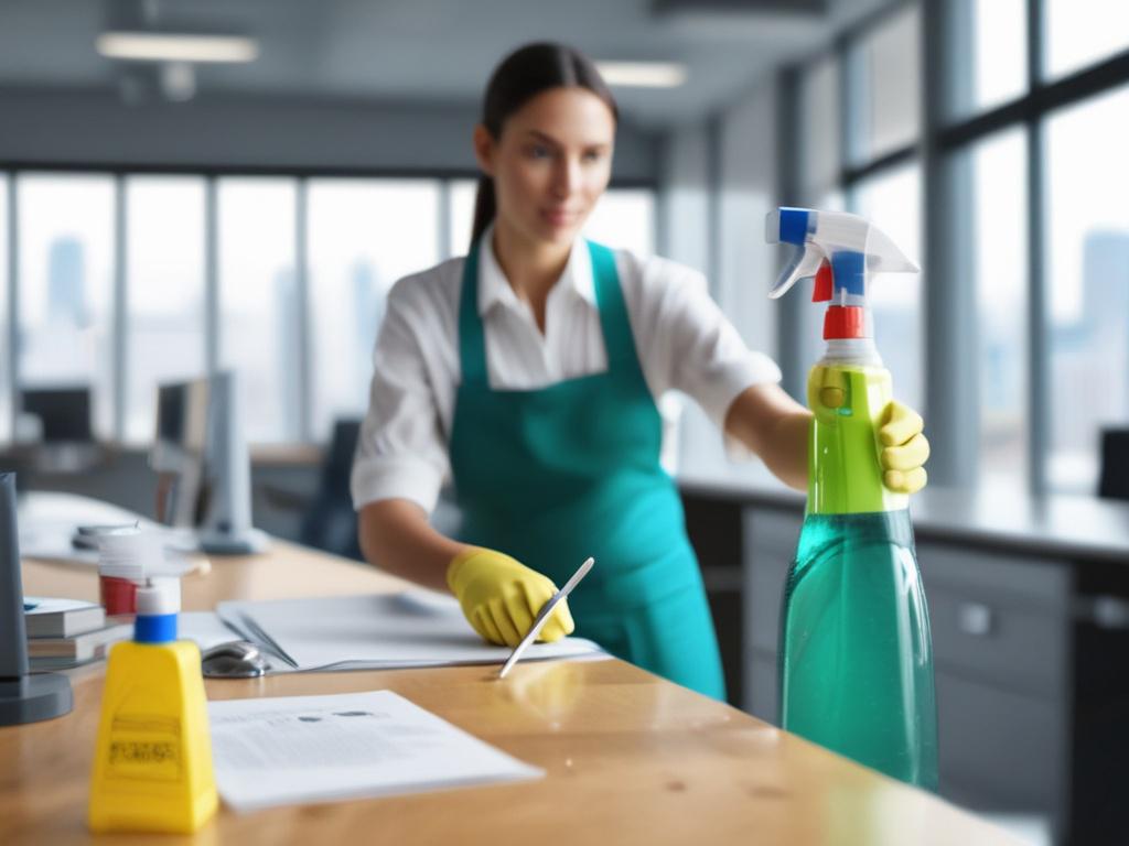 A hyper realistic close up of a professional cleaner using