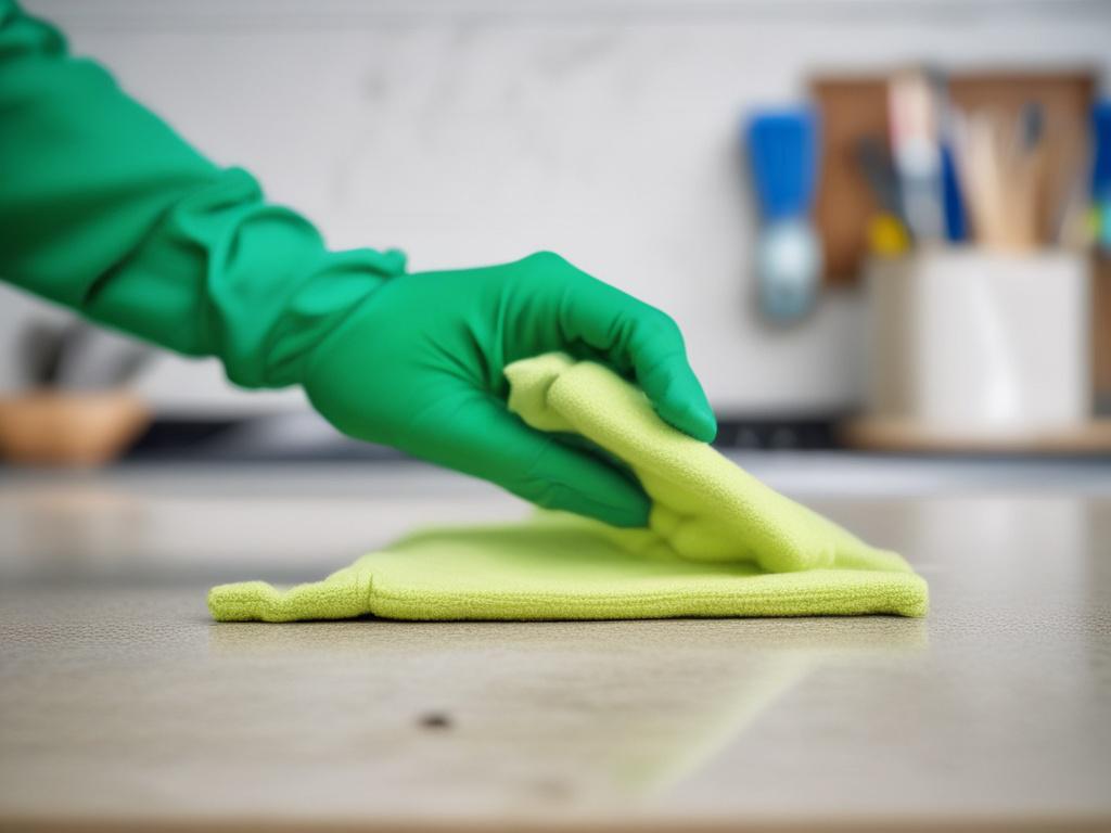 Hyper realistic close up shot of a professional cleaner's hand