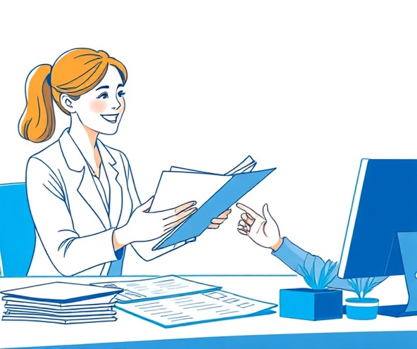 Advisor reviewing documents