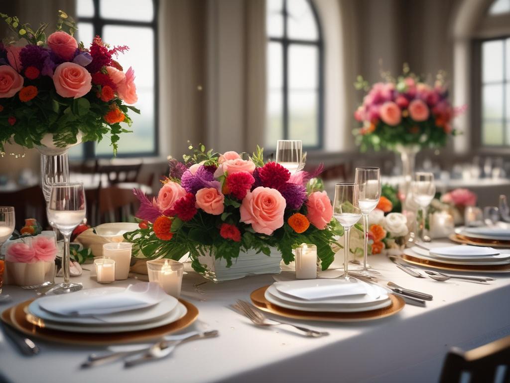 A beautifully arranged event setup showcasing a vibrant and elegant