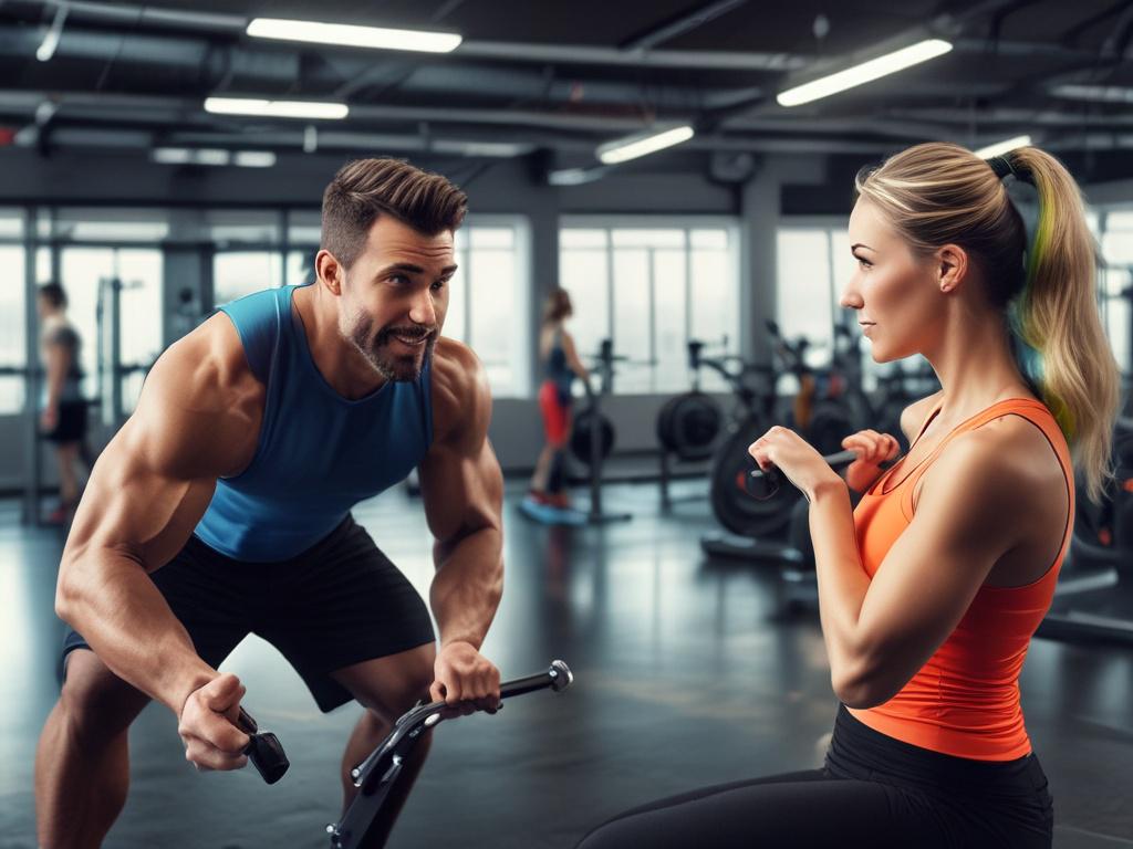 An inspiring personal trainer guiding a client through a workout