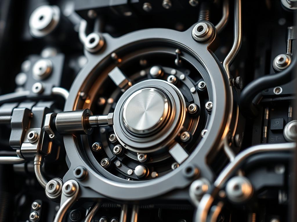 A hyper realistic close up of a precision machined quantum