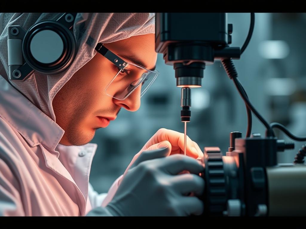 A close up shot of a technician performing quality control