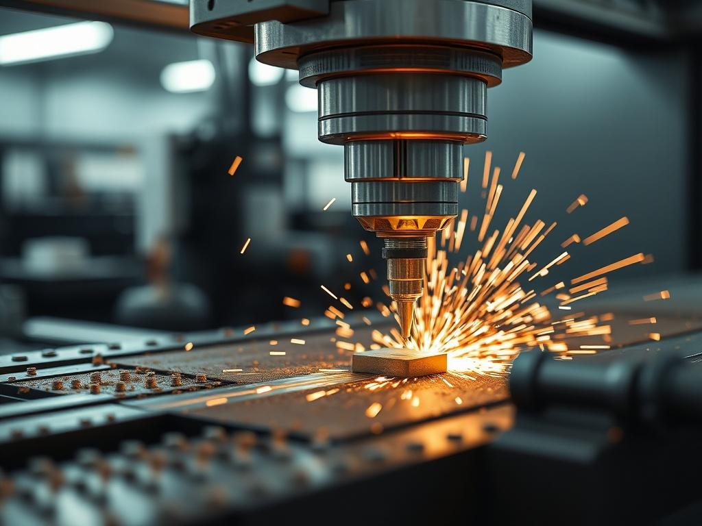 A close up shot of a CNC machine in action,
