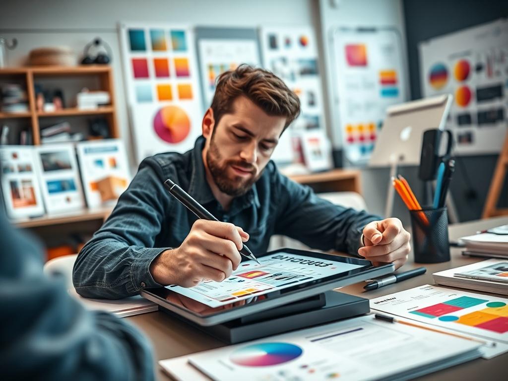 A UI UX designer sketching user interface concepts on a