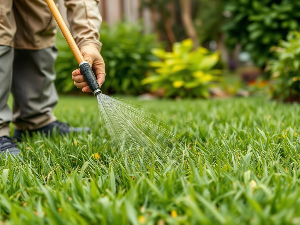 A close up of a vibrant green lawn with a