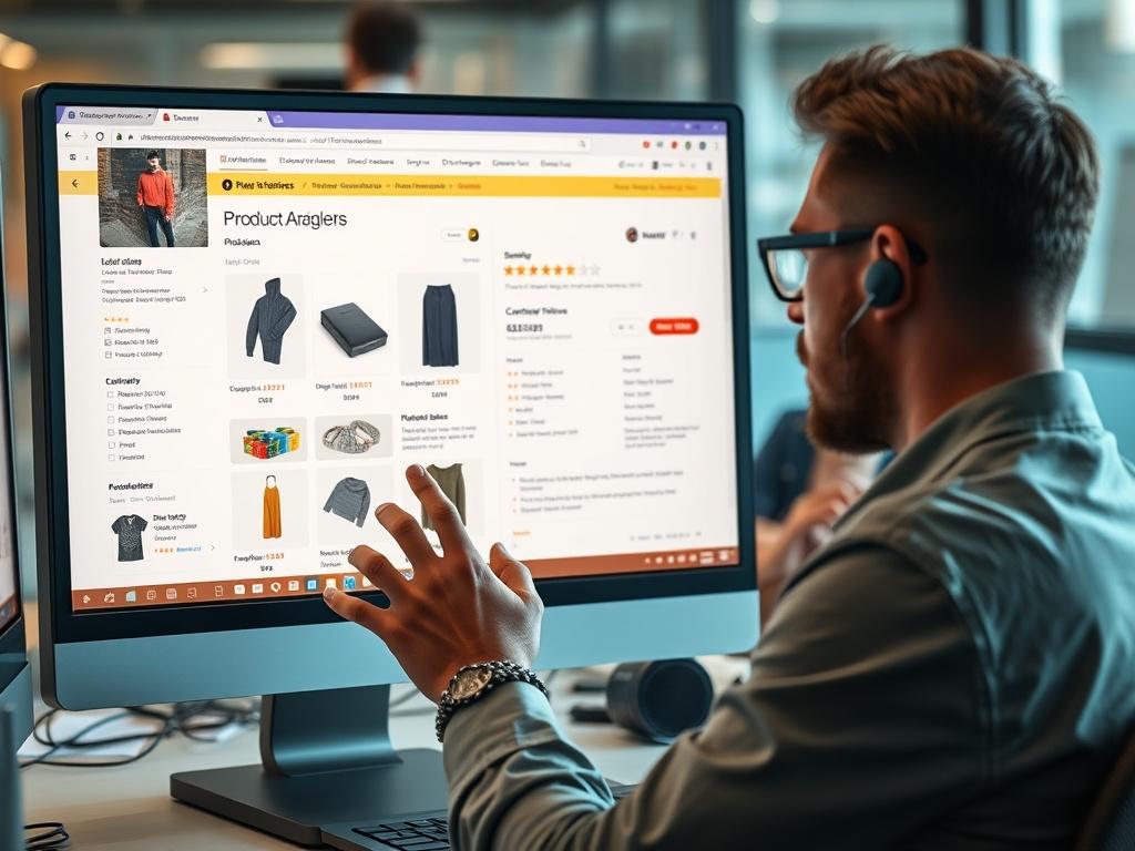 A close up of a team member analyzing product images