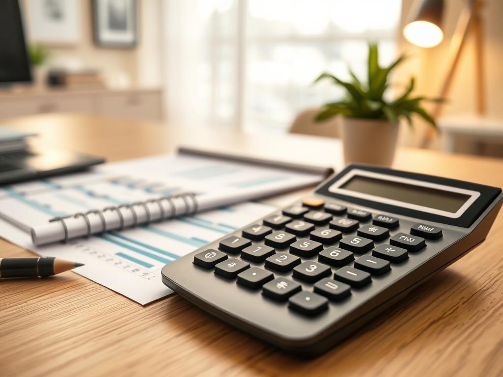 A close up shot of a calculator and financial reports