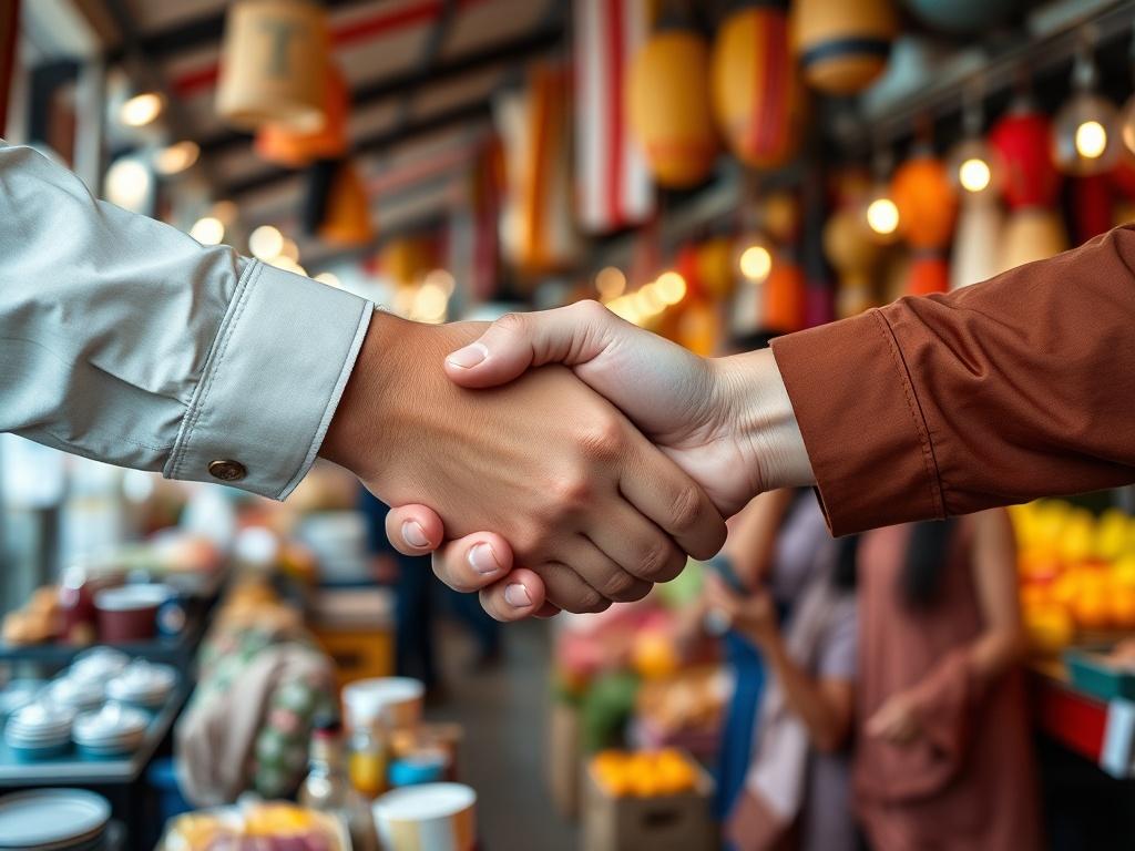 A close up shot of two hands shaking, symbolizing trust