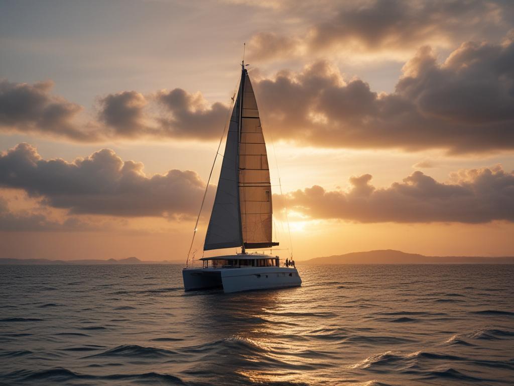luxury catamaran, private charter, Phuket ocean, sunset sailing